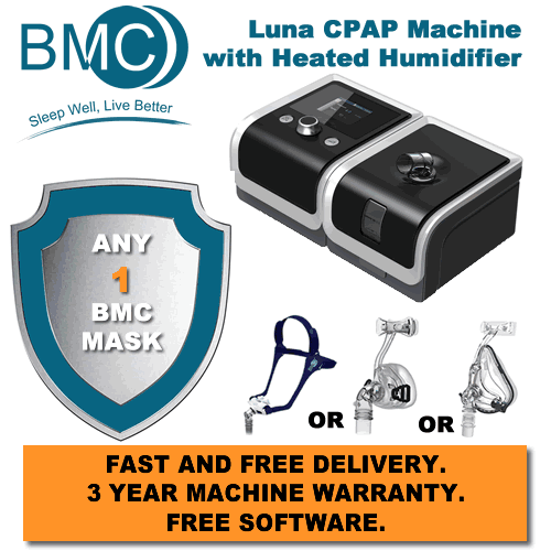 BMC Luna CPAP Machine with Heated Humidifier and 1 x BMC Mask of your choice