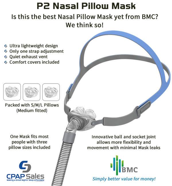 BMC P2 - Nasal Pillow System with small, medium and large pillows included